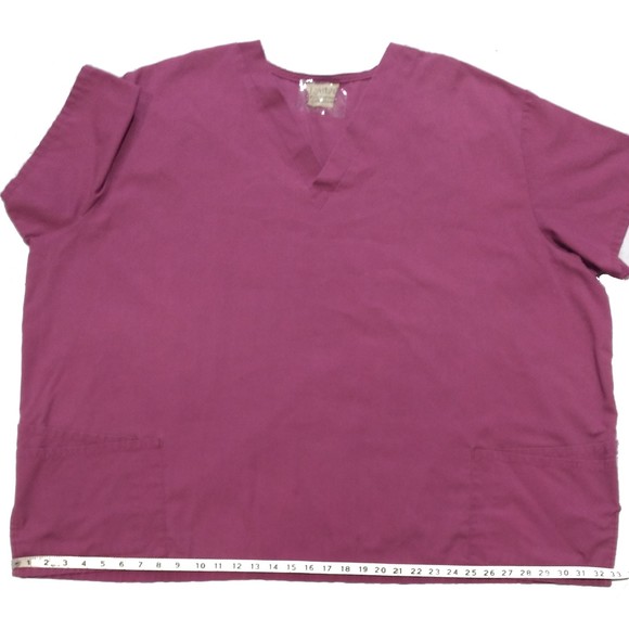 Lydia's Pro-Series Collection Scrub V-Neck Top Burgandy Size XL/2X - Picture 3 of 7
